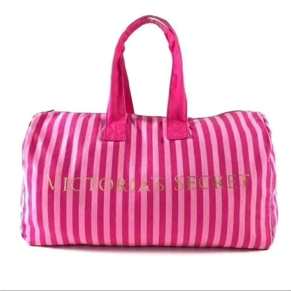 Victoria’s Secret Icon Pink Stripe Weekender Large Duffle Bag - Picture 1 of 12
